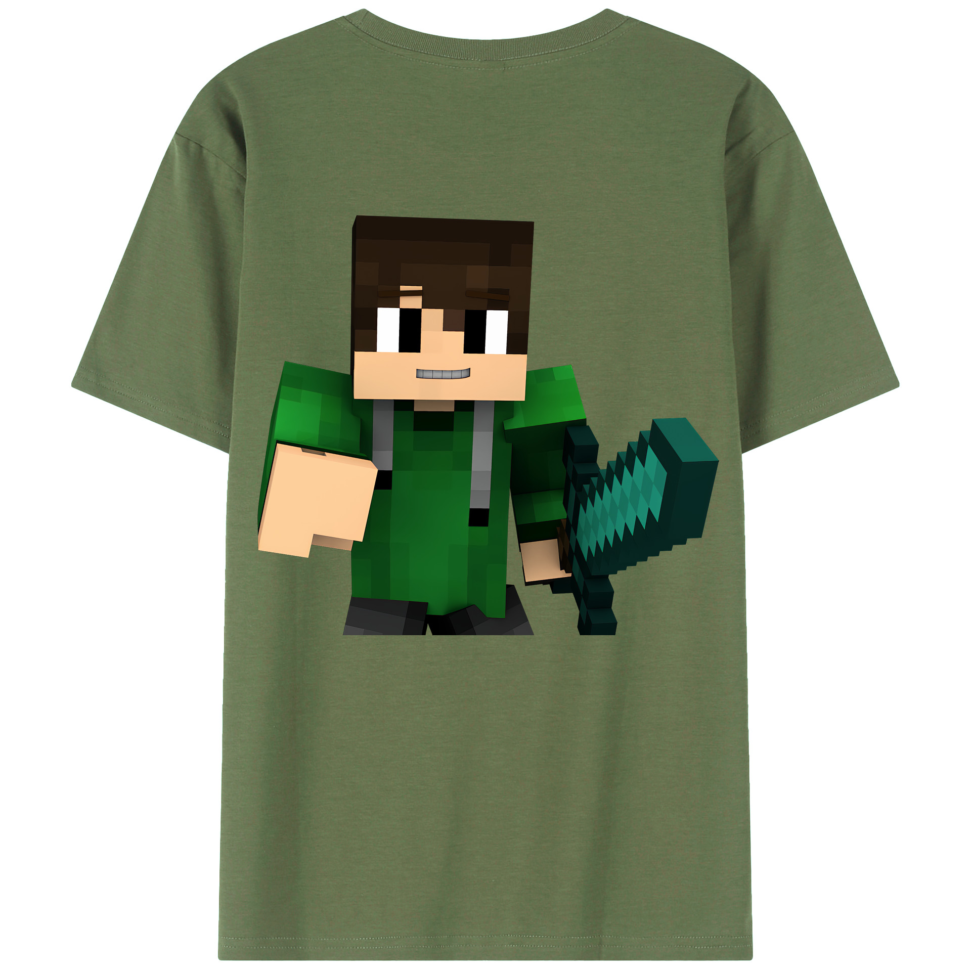 （画像用） マインクラフト ブロックの世界 Minecraft MC Block world 綿100％ メンズ半袖Tシャツ（バックプリント） 通気性